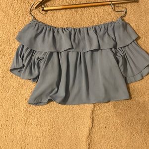 Blue across the shoulder top